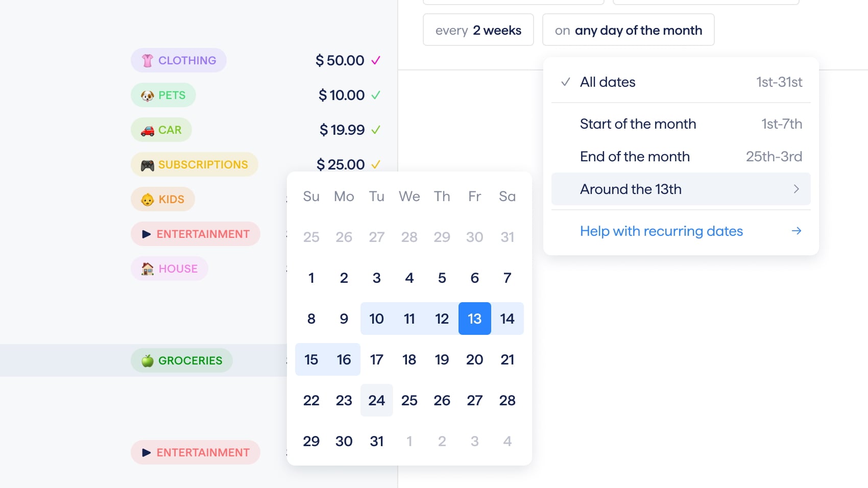 A screenshot of nested dropdown menus